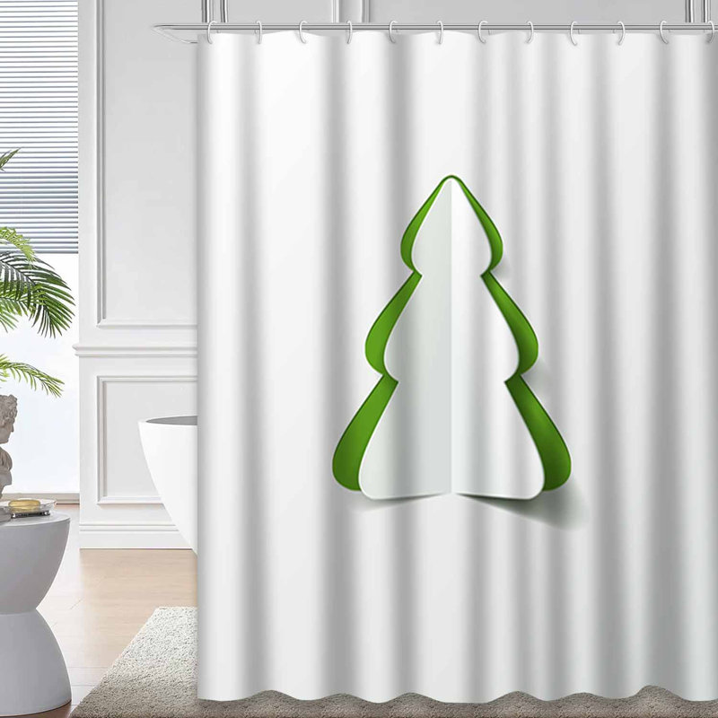 Rideau de douche vert imperméable, rideaux de douche pour la salle de bain avec 12 crochets, 72" L x 78" W
