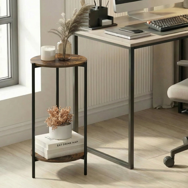 Grande table de bout Caureen, H 23,62 po x l 11,57 po x P 11,57 po, Bois de pin ambré