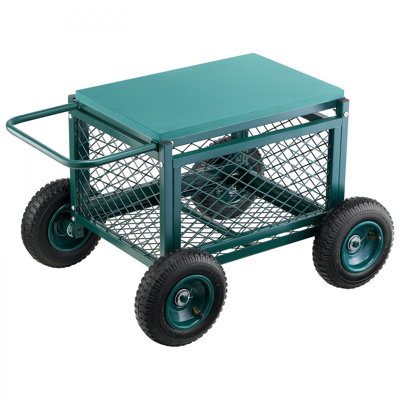 Chariot de jardin roulant en métal robuste avec rangement