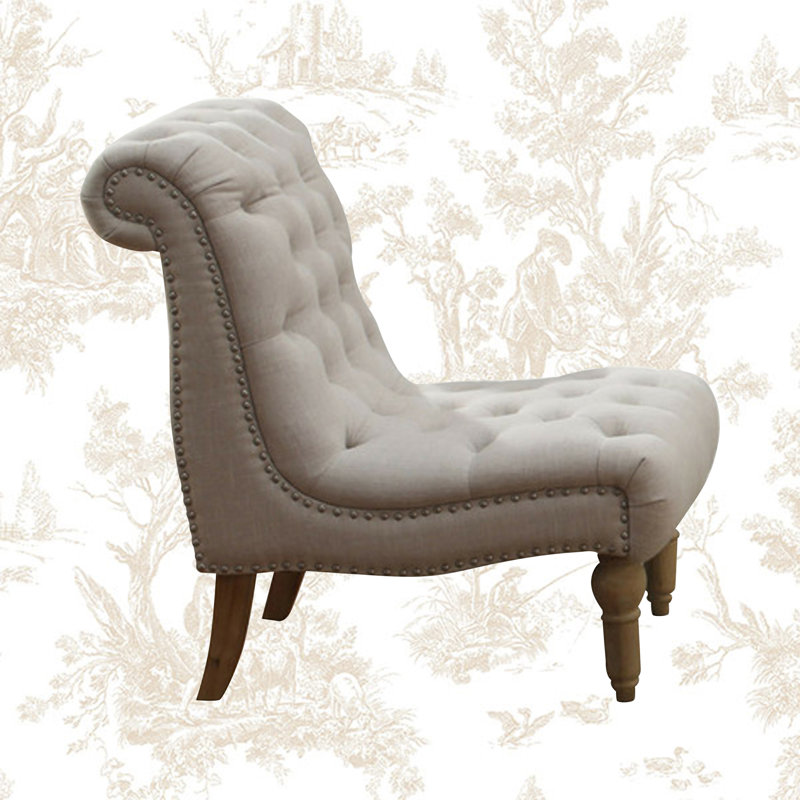 Fauteuil d'appoint sans accoudoirs clouté Hutton