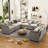George 111.5" Modern 5 Seat Chenille L Shaped Modular Sectional Sofa-1310588849