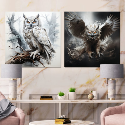 Portrait de hibou noir et blanc I