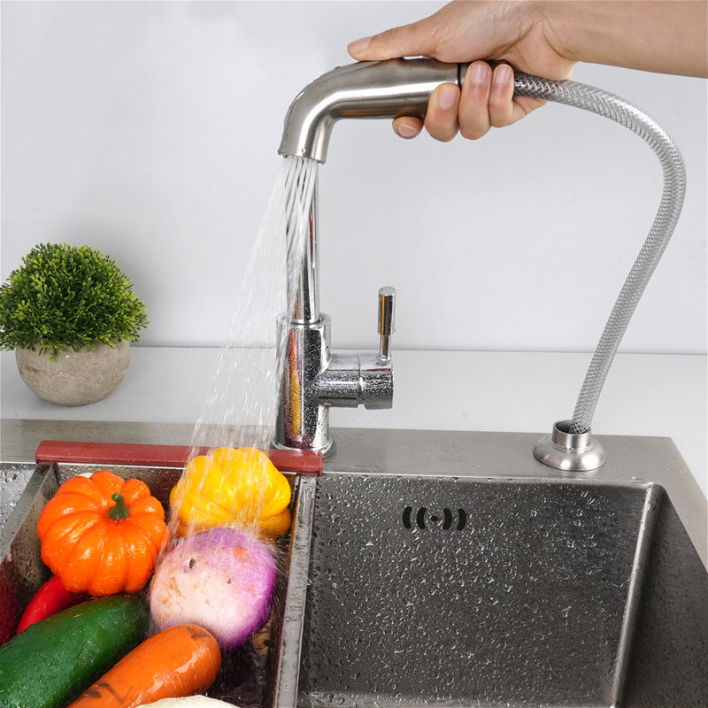 Douchette latérale universelle pour cuisine avec raccord rapide / tuyau / support, nickel brossé, Nickel brossé