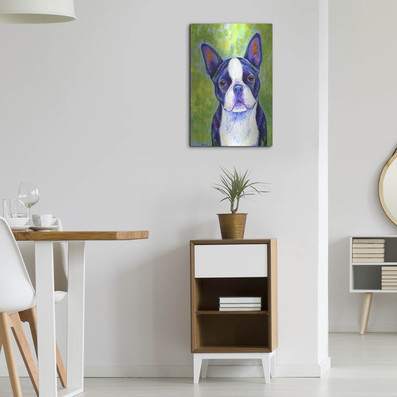 «Boston Terrier» par Rebecca Wang, art mural en métal, H 24 po x l 16 po
