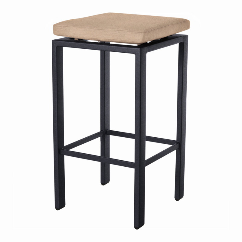 Aris Outdoor Bar Stool, Graphite, Flagship Stone Sunbrella®, 31.25"