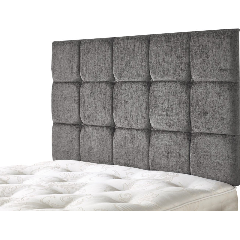Ledbury Upholstered Velvet Panel Headboard, Single (3'), Charcoal
