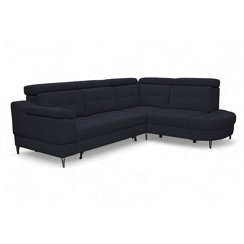 5 Seater Corner Sectional, Black, Right Hand Facing