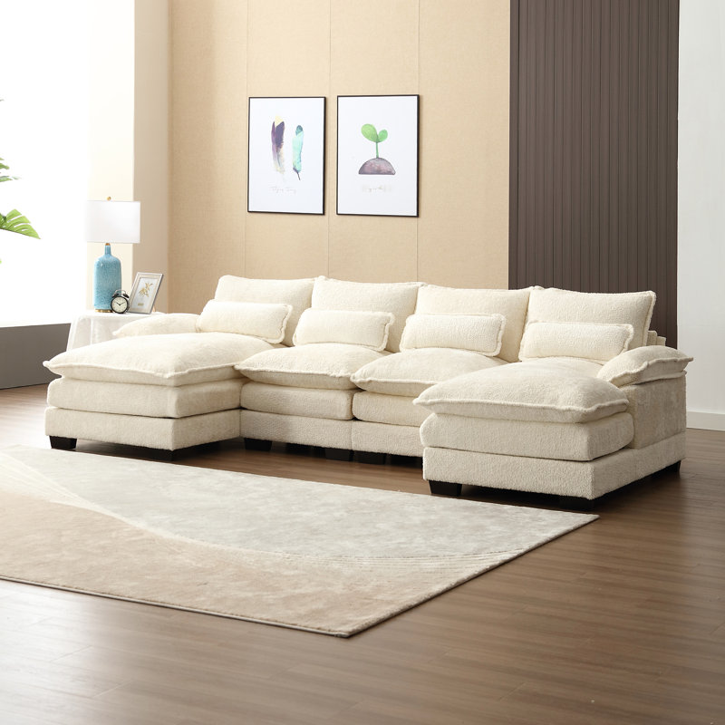 Canapé modulaire en chenille avec design en U confortable et tendance