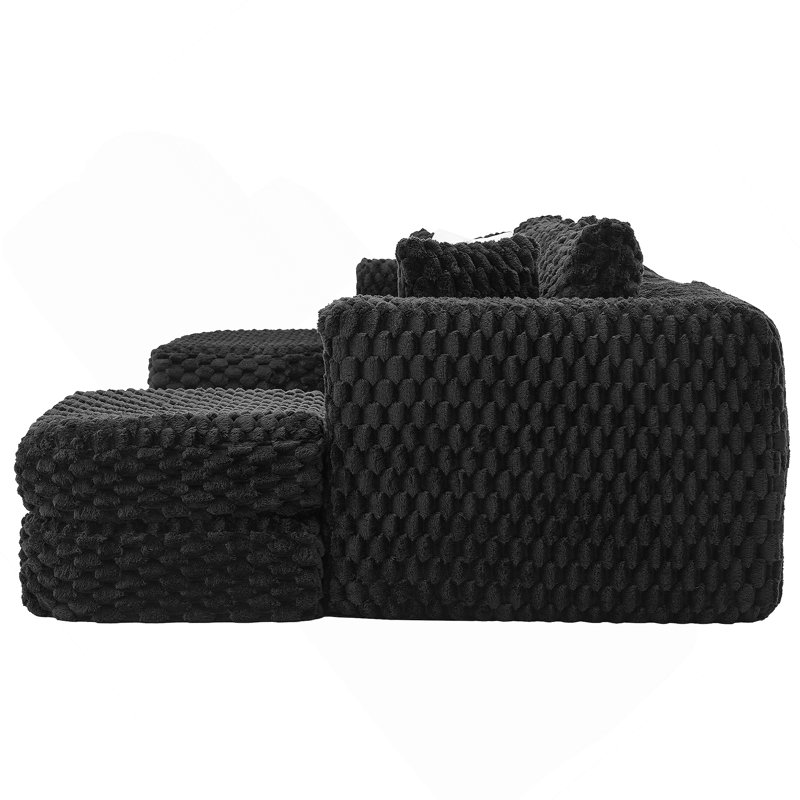135.4" Modular U-Shaped Sectional Sofa With 2 Movable Ottomans For Living Room, Black