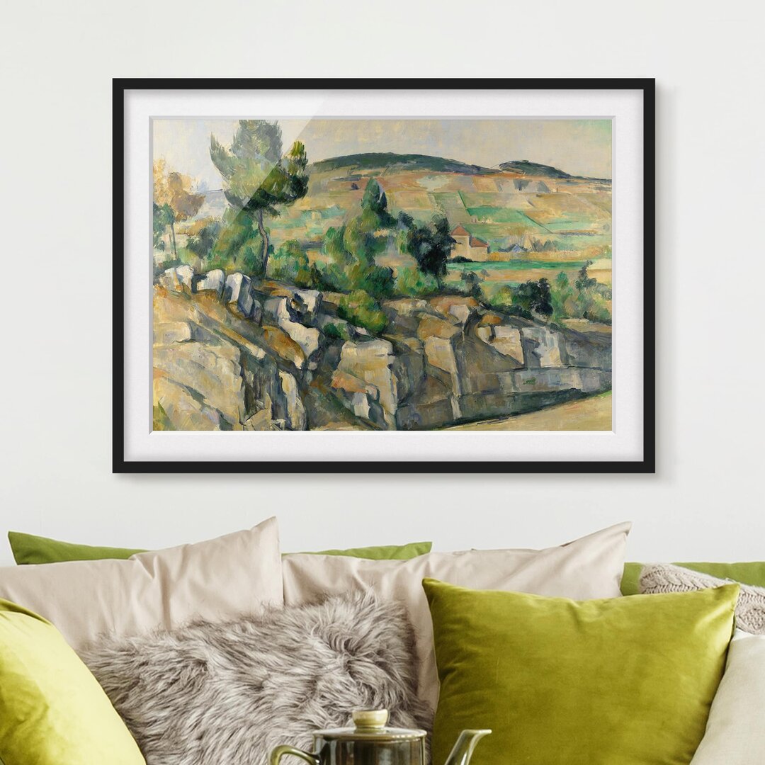 Gerahmter Kunstdruck Hügellandschaft in der Provence von Paul Cézanne