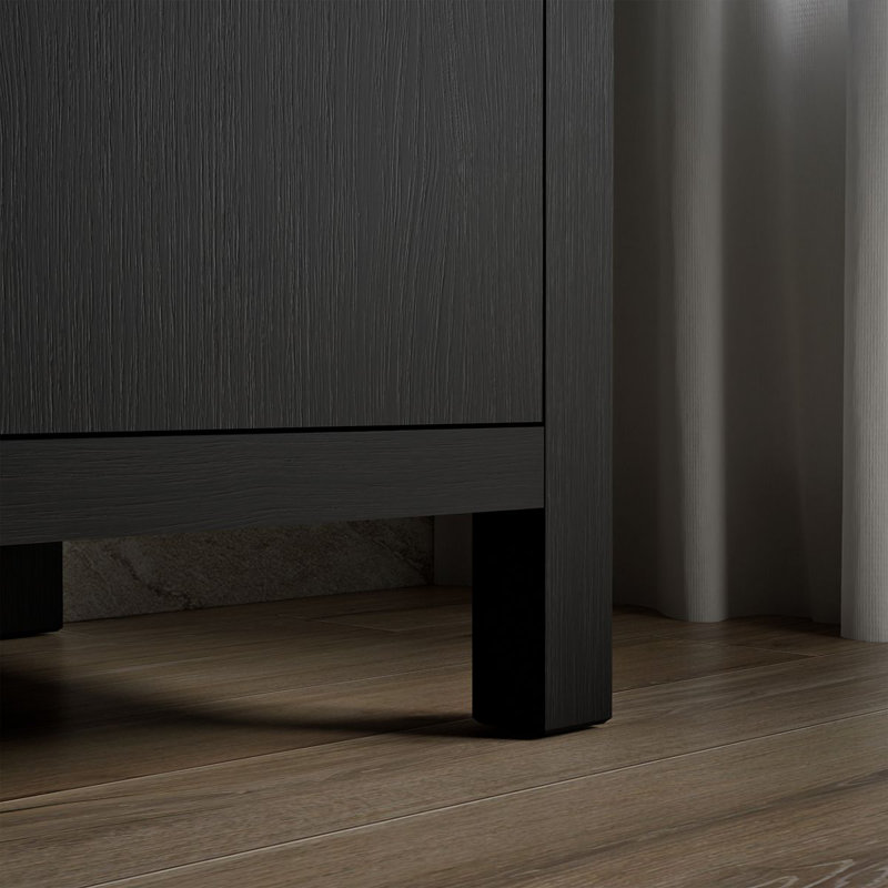 Kresla 36 In. Bathroom Vanity Cabinet With Sink And Quartz Top, Black Oak, Brushed Nickel