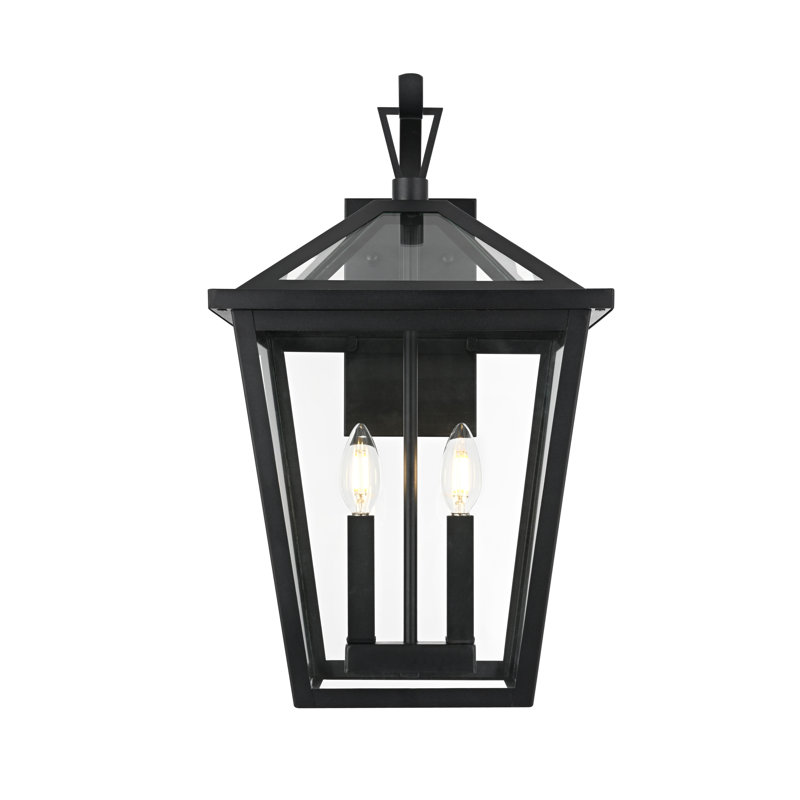 Leandra Outdoor Wall Sconce in Black, 20" H x 12" W x 13" D