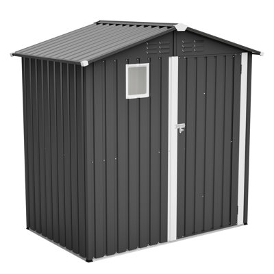 Remise de rangement extérieure en métal de 6 pi x 4 pi en noir, idéale pour ranger les outils de jardinage pour vélos, imperméable, avec porte verrouillable et fenêtre transparente, assemblage simple de 4 pi, couleur noire, superbe