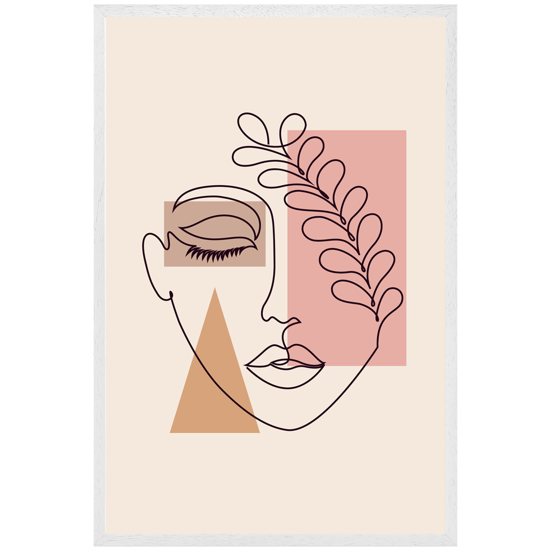 Athenea Minimal Line Drawing Of Womans Face - Single Picture Frame Print