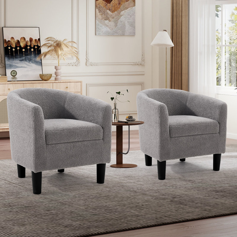 Ensemble de 2 chaises d'appoint en tonneau rembourrées 25,2 po Classic, Gris