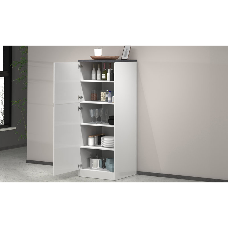 Pameal 164.5cm Kitchen Pantry, Gray/White