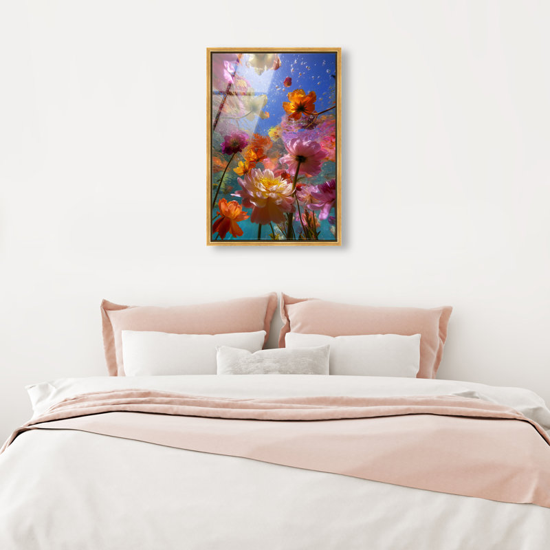 Liquid Bloom II Print, 46"H x 31"W, Gold Floater Frame