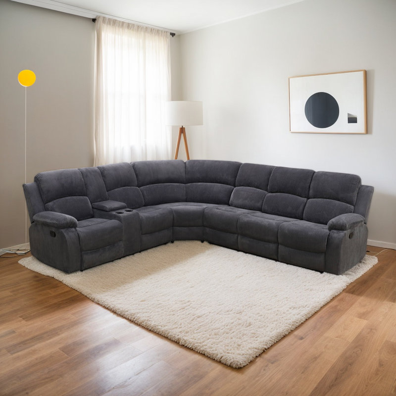 Ensemble de canapé modulaire inclinable 3 pièces Karli (Ensemble de 3), Tissu gris