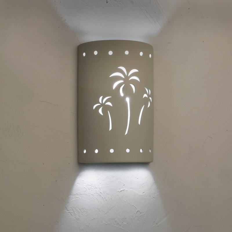 Hockinson Ceramic Outdoor Wall Light, LED Bulb Included, Cottonwood, 15" H x 10" W x 5" D