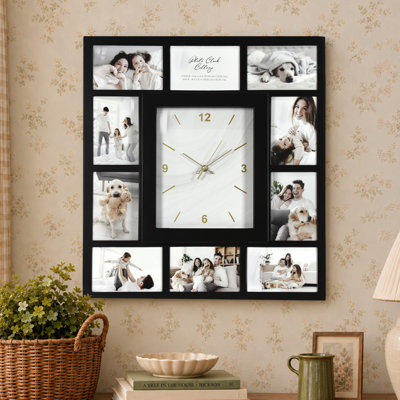 Yamikani Picture Frame Collage Wall Clock - 10 Photo Display Slots (19.25"x 21.5")