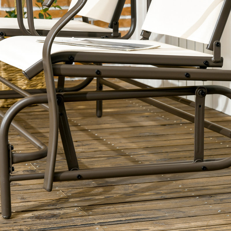 Patio avec fauteuil coulissant et table du milieu - Structure en métal beige pour la vie en plein air