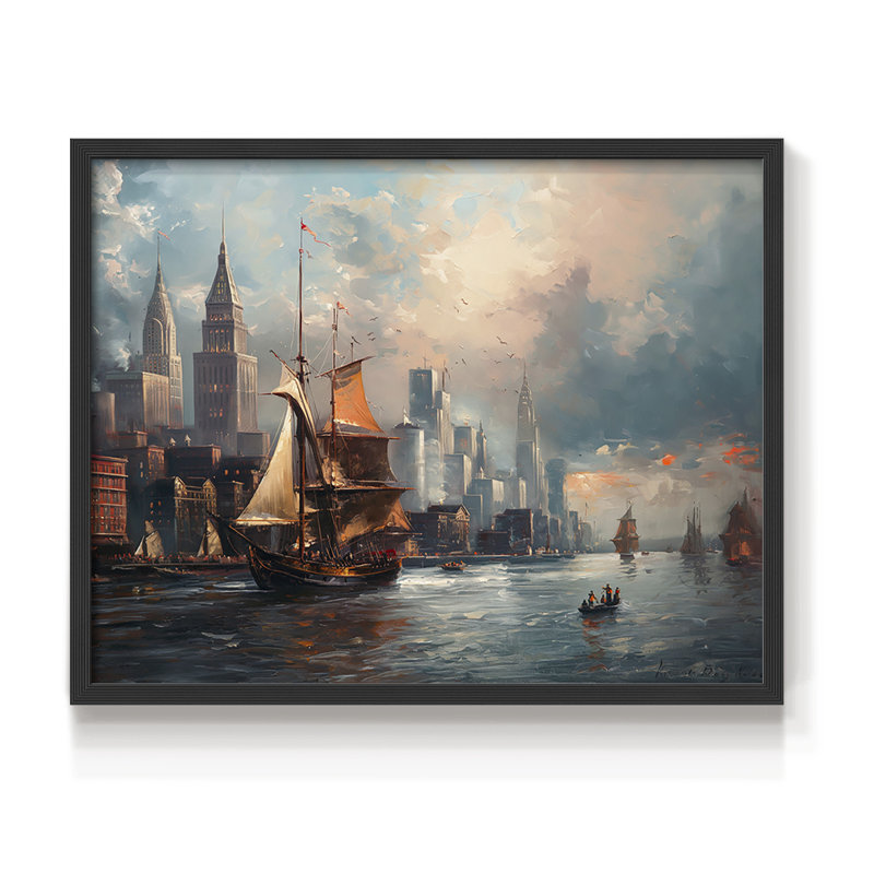 Nautical Series-CCVI -Framed Print - Restickable, 11" H x 14" W, Black
