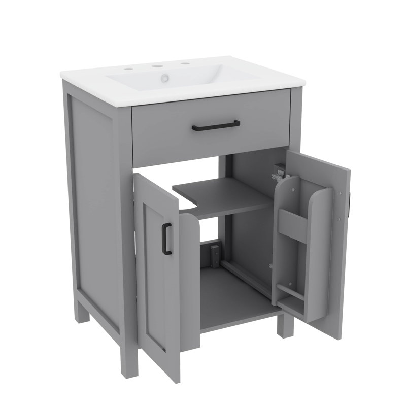 Évier à lessive 24 po avec armoire intégrée, Gris