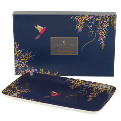 Sara Miller Chelsea Portmeirion Sm Chelsea Collection Trinket Tray 7.4" Navy