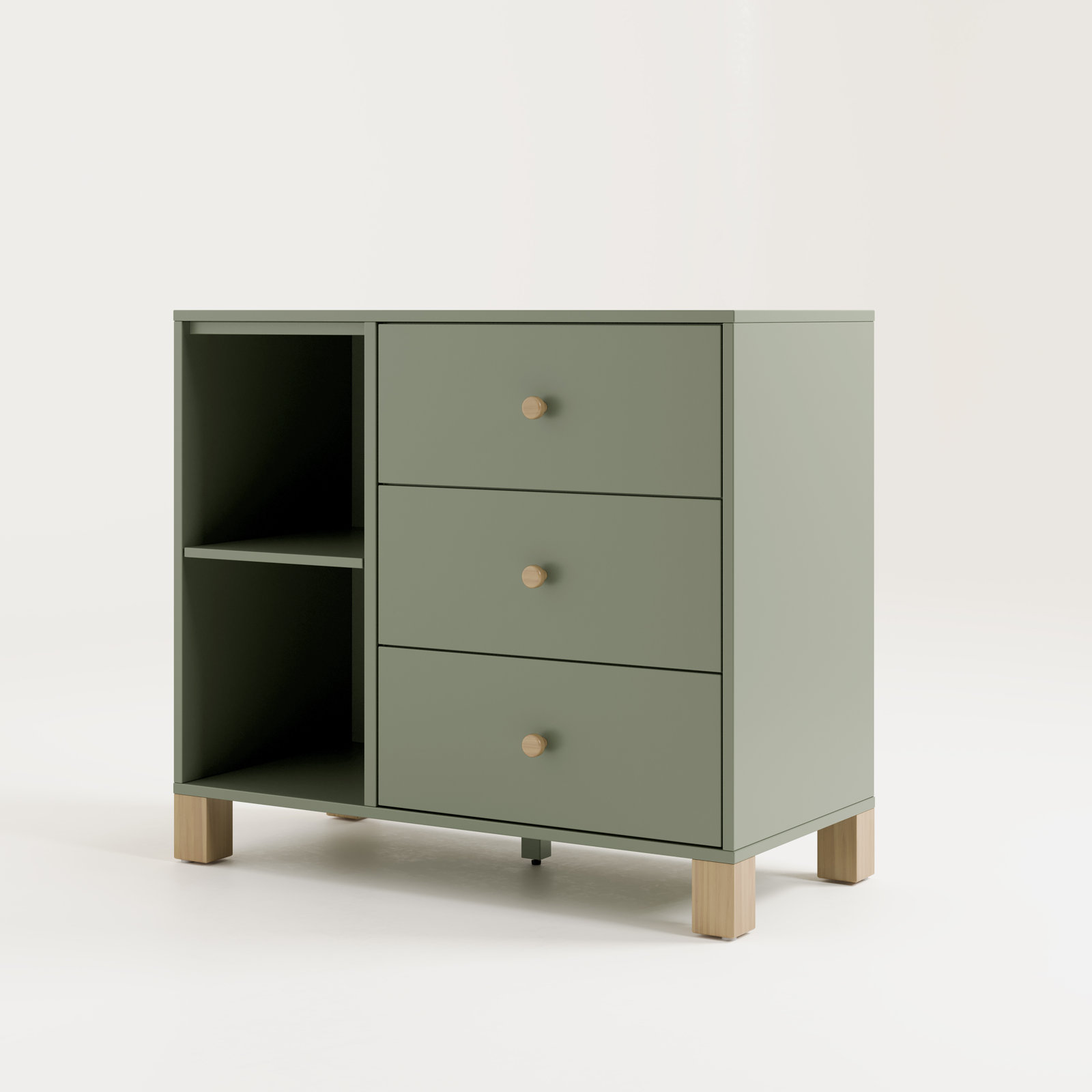 California 3-Drawer Combo Dresser, Olive