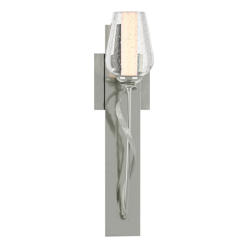 Flora 1 - Light Armed Sconce, Sterling, Seeded Clear/Opal White