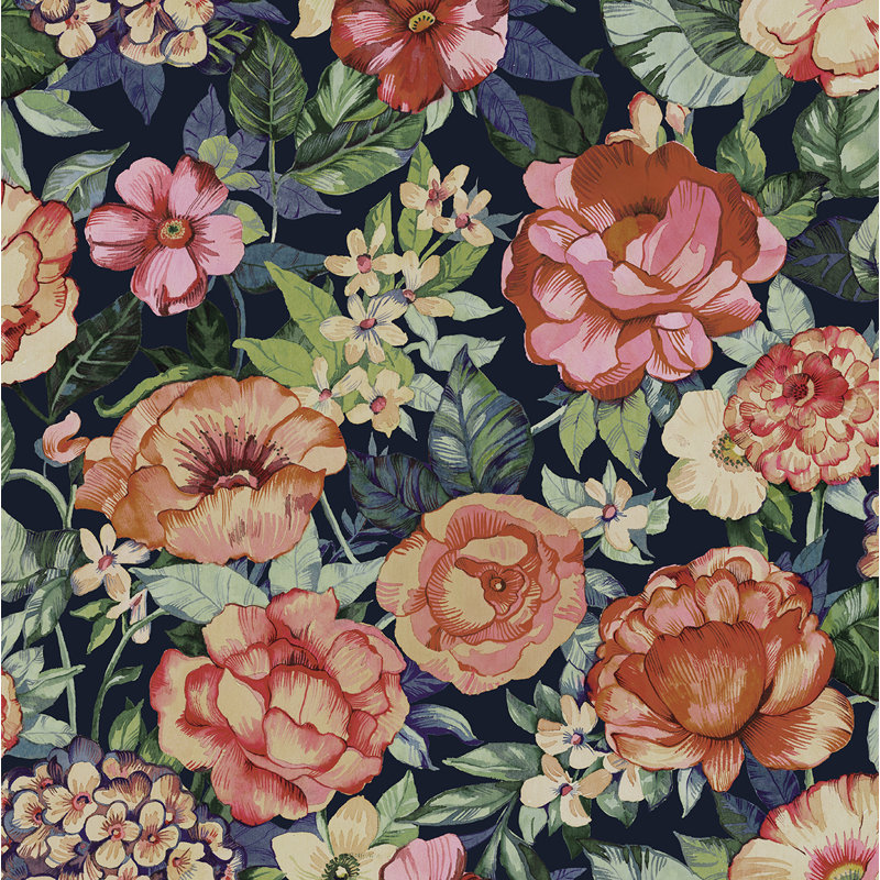 Rouleau de fleurs Rasheim, Rose / orange / bleu