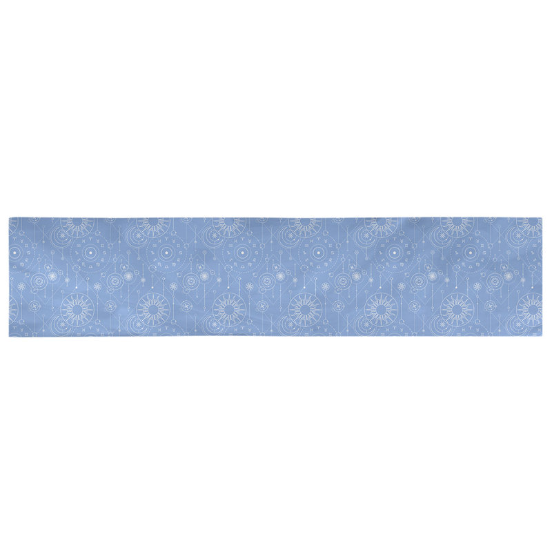 Chemin de table astrologie Avicia, 90 po x 16 po, Bleu, Sergé de coton
