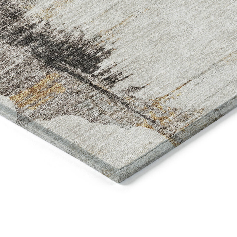 Tapis intérieur lavable abstrait ivoire 9 pi x 12 pi
