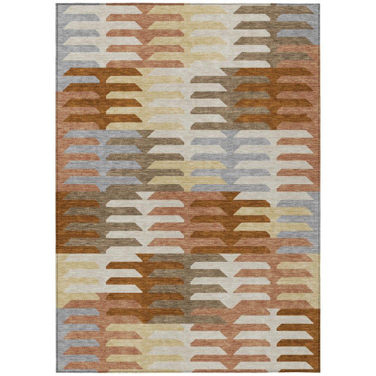 Machine Washable Indoor/Outdoor Aten ACN2328 Geometric Rug