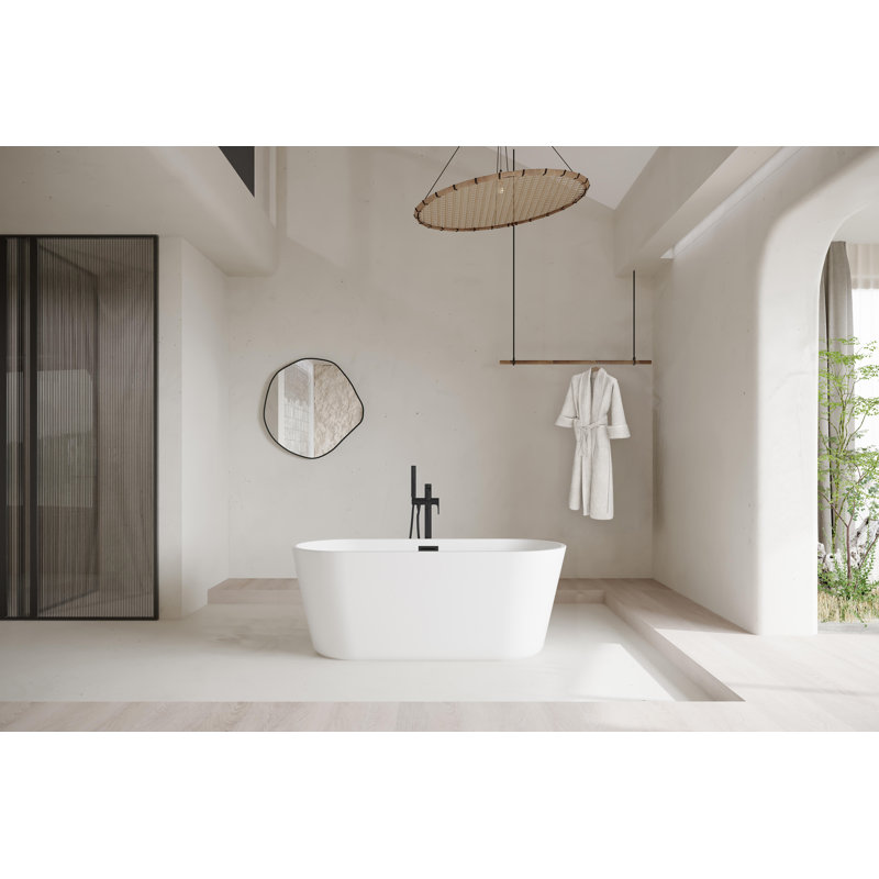 Jakeil 59'' x 27.5'' Soaking Acrylic Bathtub, Matte Black
