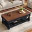 Table basse à plateau relevable rétro avec rangement pour le salon, le compartiment caché et la tablette inférieure
