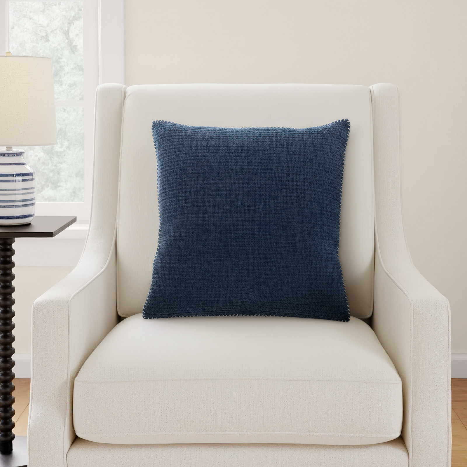 Cotton Throw Pillow, Navy