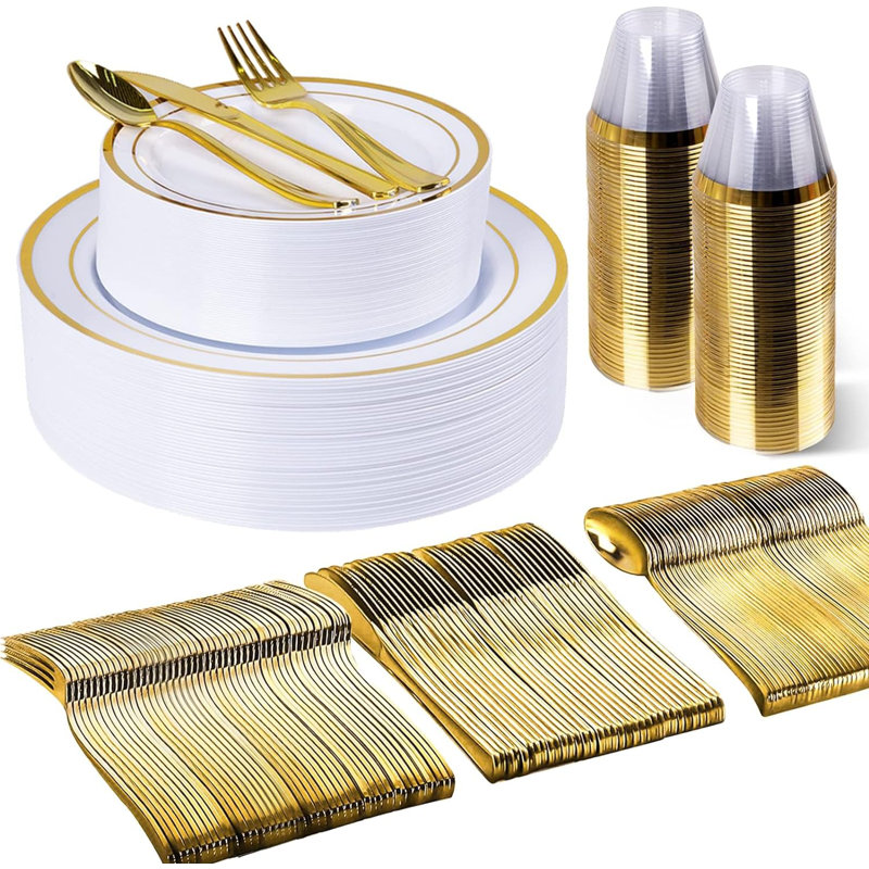 Ensemble de fournitures de fête de mariage jetables en plastique