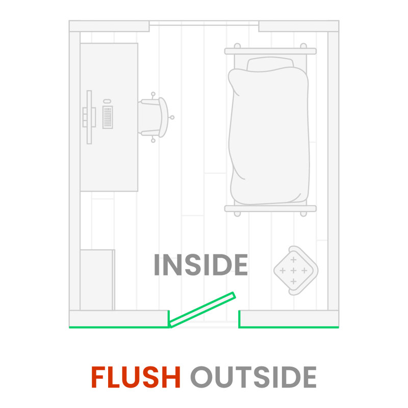 Porte intérieure inversée invisible en bois manufacturé à noyau solide sans cadre, 32 po x 80 po, Blanc apprêté, Gauche