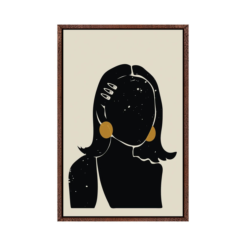 Black Hair No. 16 - Print on Canvas, 152.5 cm H x 101.5 cm W, Classic Brown Wood Framed