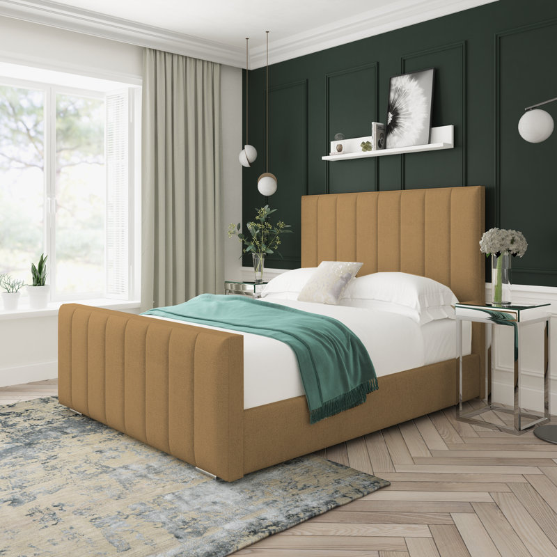 Oakley Wool Upholstered Ottoman Bed Frame, Latte, Kingsize (5')