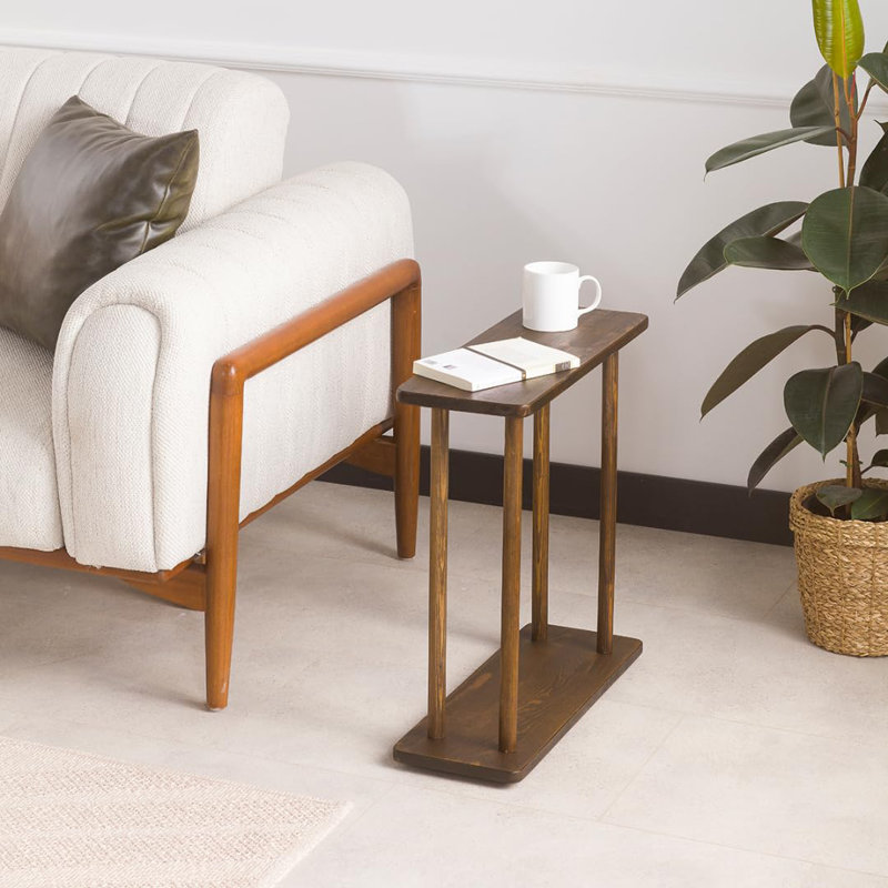 Table d'appoint étroite en bois de pin massif, table de chevet minimaliste, table de bout compacte pour petits espaces