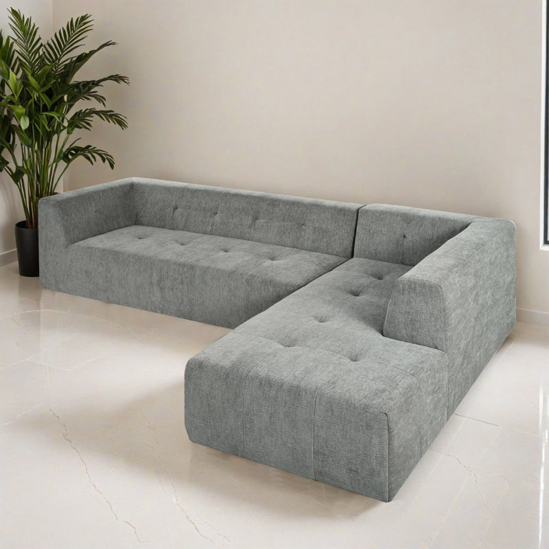 Canapé-lit modulaire 2 pièces pour salon, Chenille gris pâle