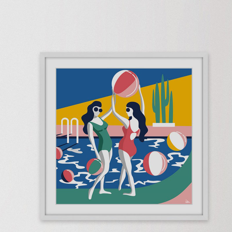 « pool side attractions », impression encadrée, H 32 po x l 32 po