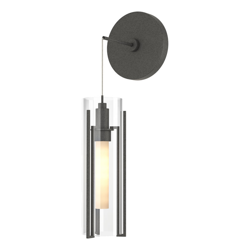 Exos 1 - Light Steel Armed Sconce, Clear/Opal White, Natural Iron