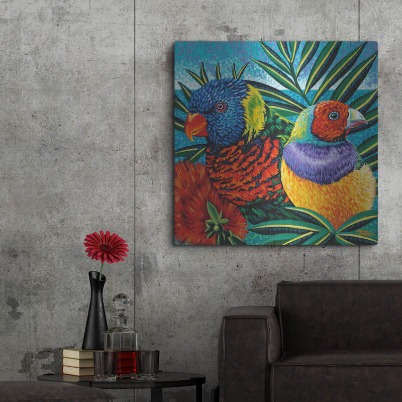 «Birds In Paradise II» par Carolee Vitaletti, H 36 po x l 36 po