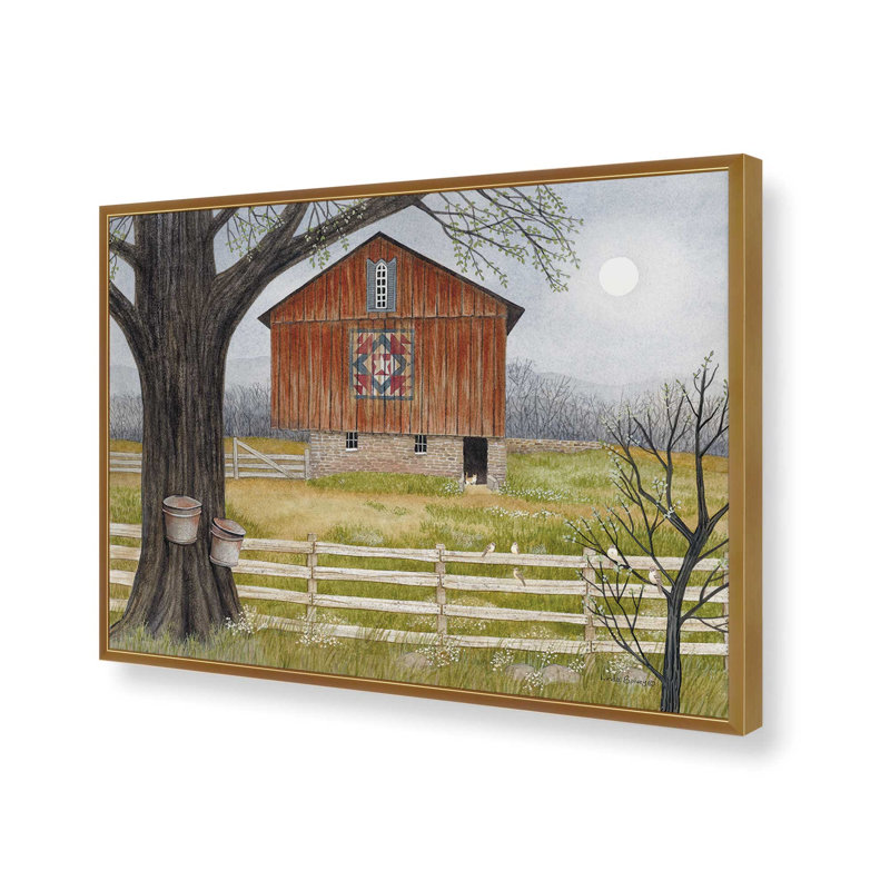 «Maple Hills Farm» par Linda Spivey, reproduction d'art, L 40 x H 30, Doré, Impression encadrée