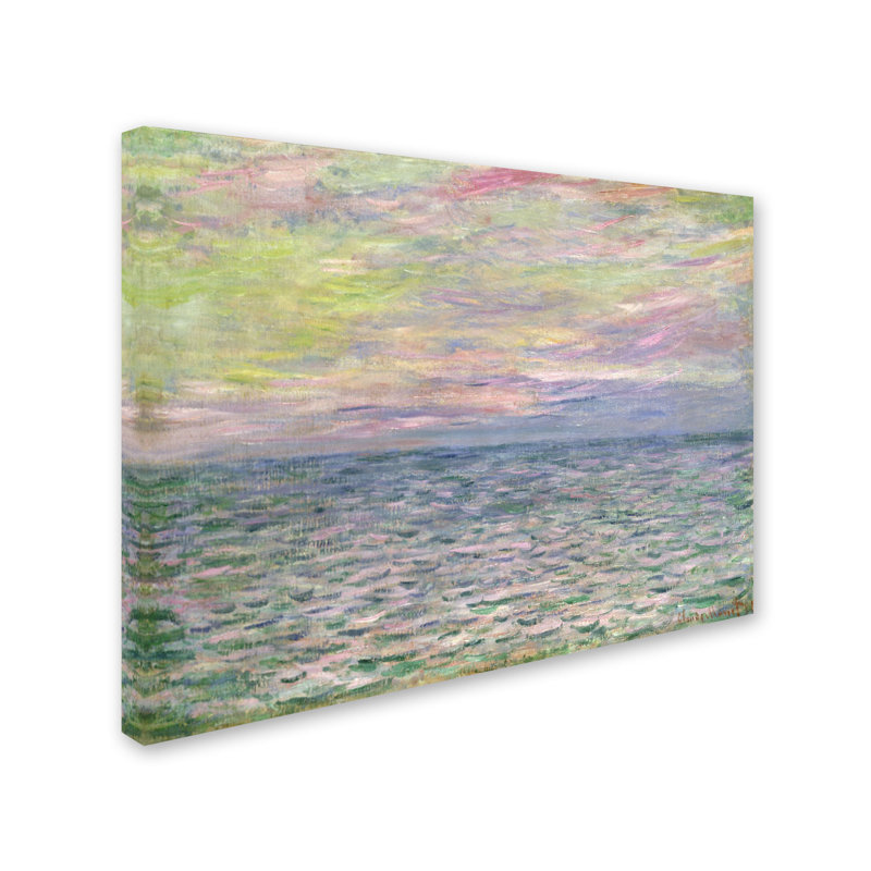 «Coucher de Soleil a Pourville» par Claude Monet, reproduction d'art sur toile tendue, H 18 po x l 24 po