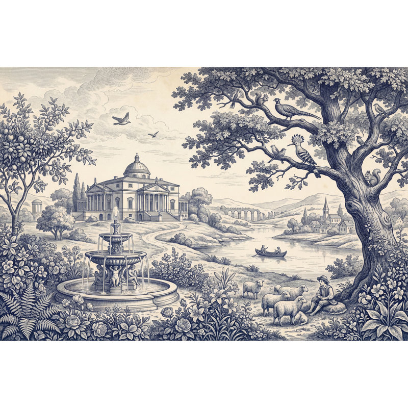 Papier peint Blue Toile, Peler et coller, 200 po x 120 po