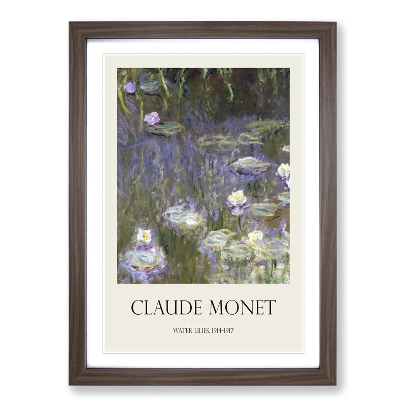 Water Lilies Lily Pond Vol.14 by Claude Monet - Picture Frame Art Prints, 65cm H x 48cm W x 2cm D, Walnut Framed